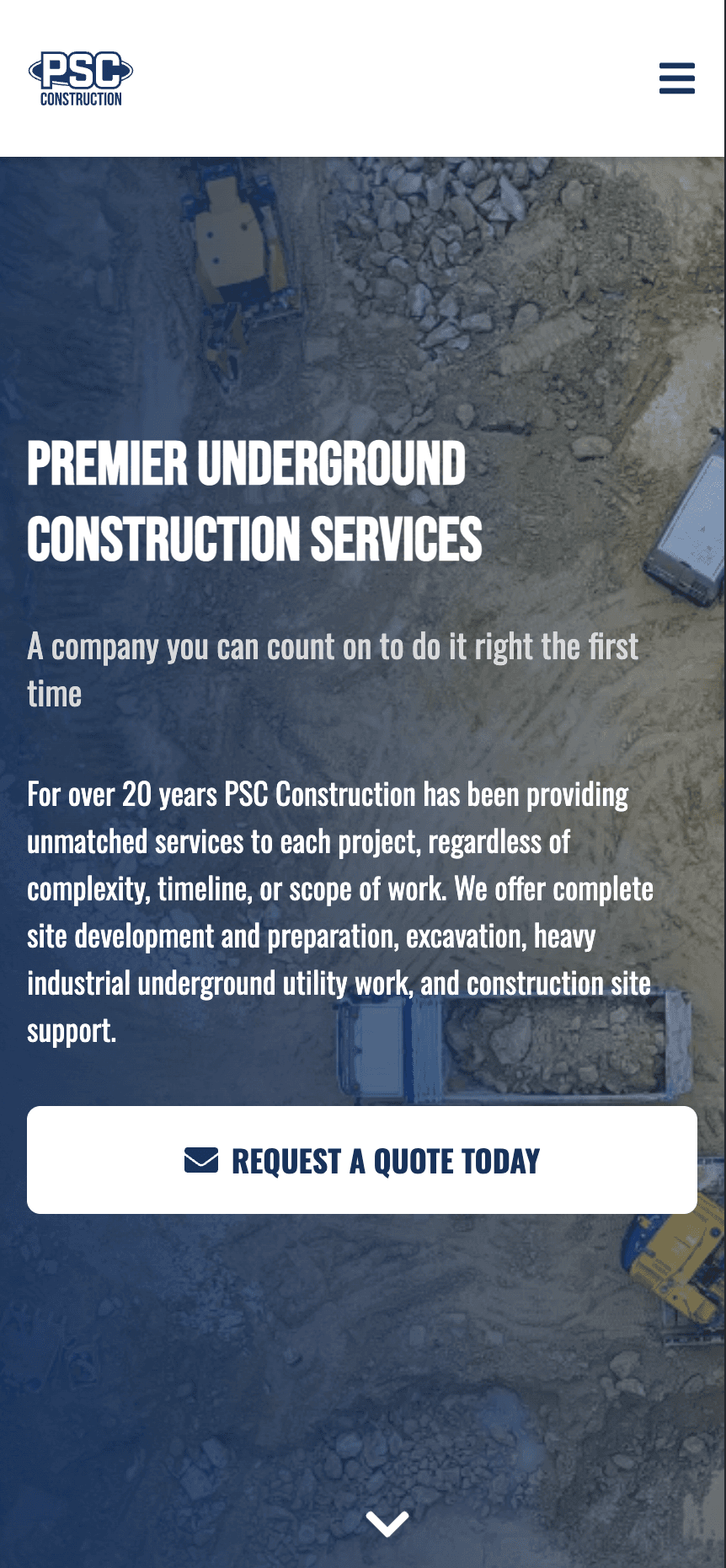 PSC Construction mobile preview